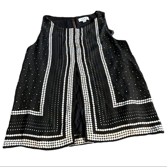 Elle black and white geometric print sleeveless blouse - Picture 1 of 11